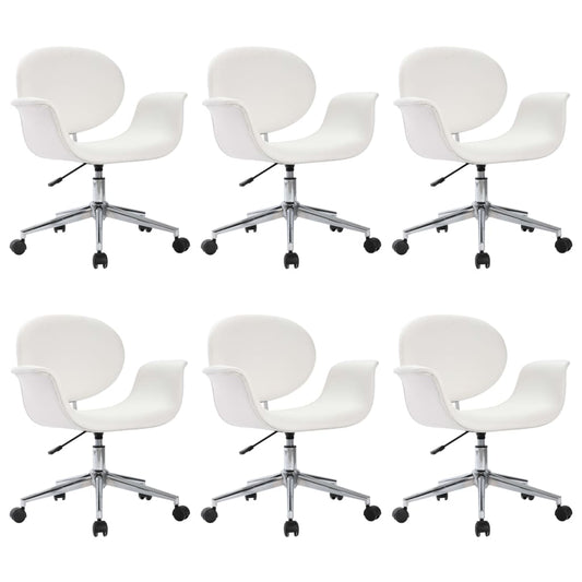 vidaXL Καρέκλες Τραπεζαρίας Περιστρεφόμενες 6 τεμ. Λευκές Δερματίνη