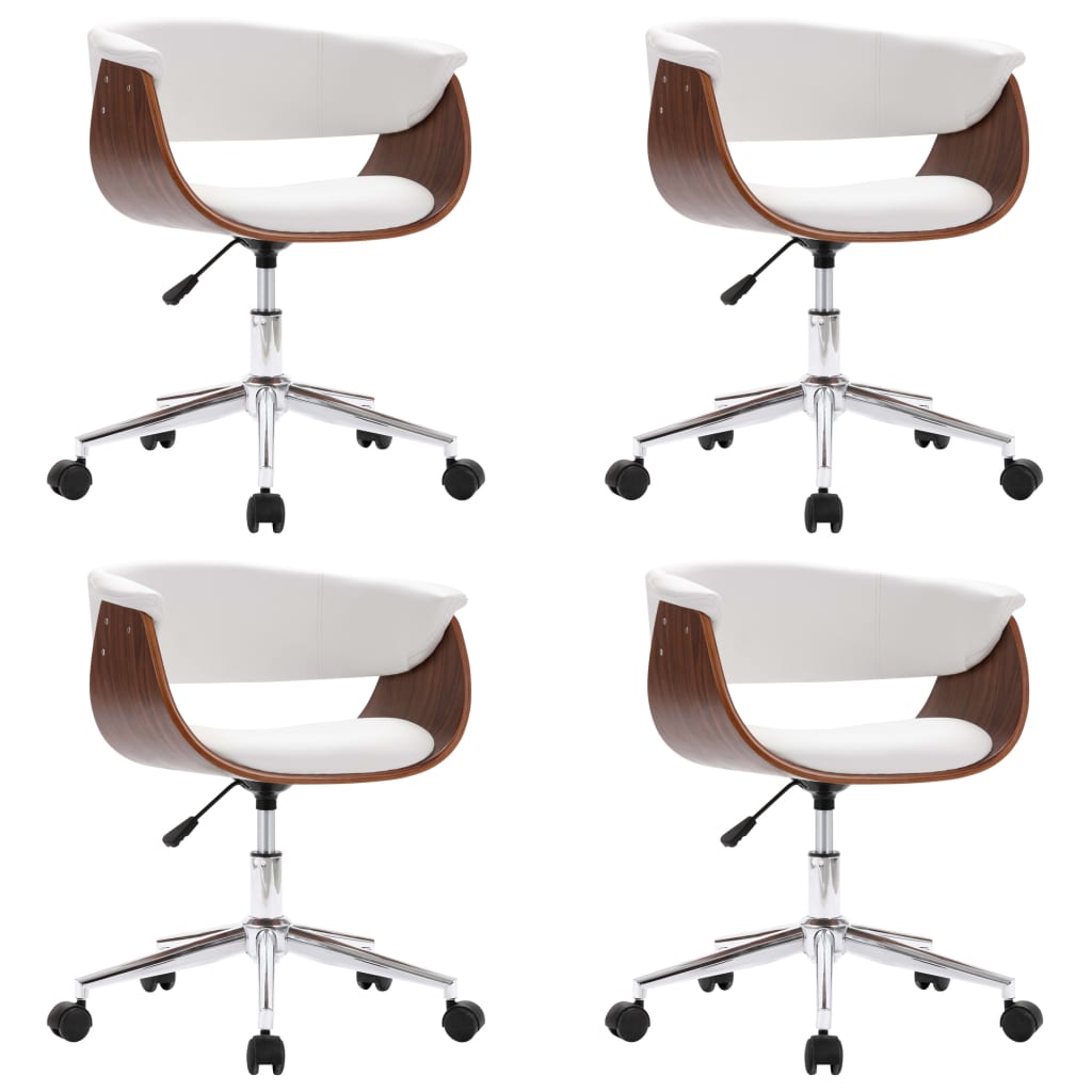 vidaXL Καρέκλες Τραπεζαρίας Περιστρεφόμενες 4 τεμ. Λευκές Δερματίνη