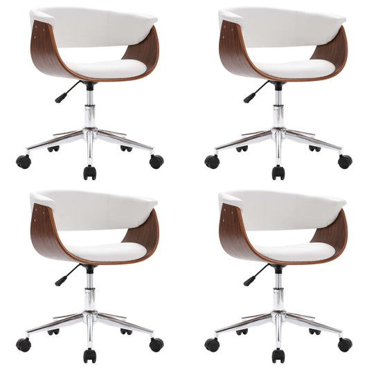 vidaXL Καρέκλες Τραπεζαρίας Περιστρεφόμενες 4 τεμ. Λευκές Δερματίνη