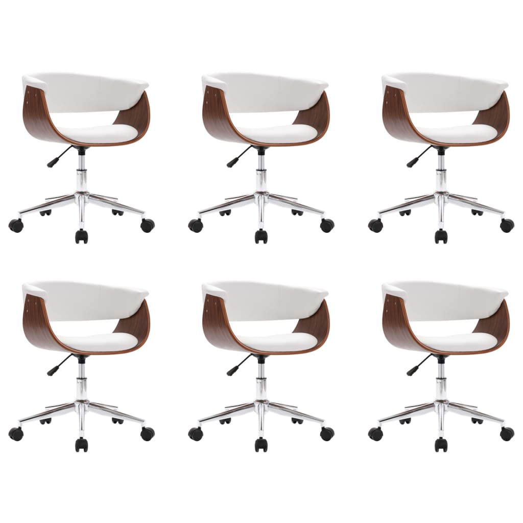 vidaXL Καρέκλες Τραπεζαρίας Περιστρεφόμενες 6 τεμ. Λευκές Δερματίνη