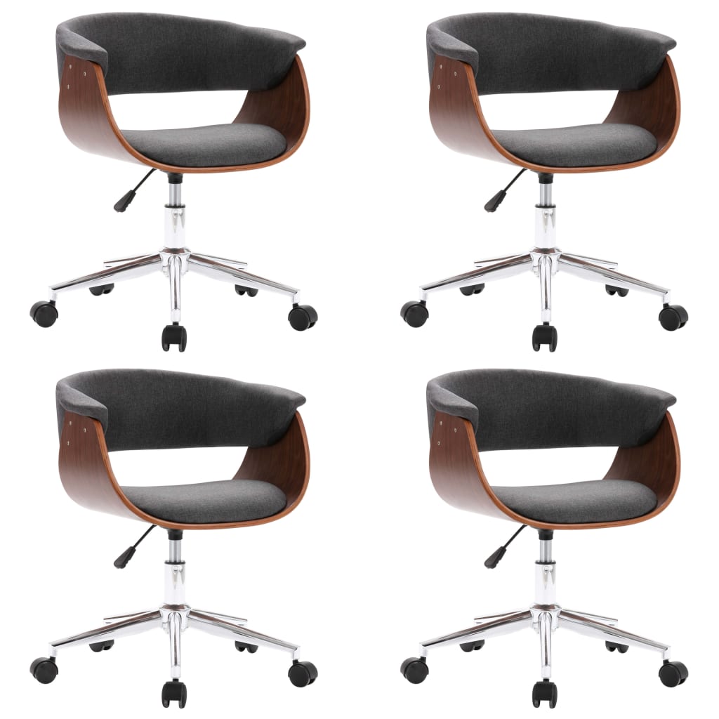 vidaXL Καρέκλες Τραπεζαρίας Περιστρεφόμενες 4 τεμ Γκρι Υφασμάτινες