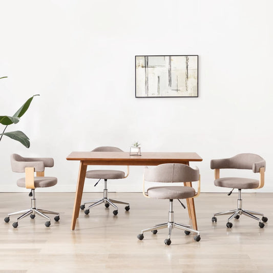 vidaXL Καρέκλες Τραπεζαρίας Περιστρ. 4 τεμ. Taupe Λυγ. Ξύλο / Ύφασμα