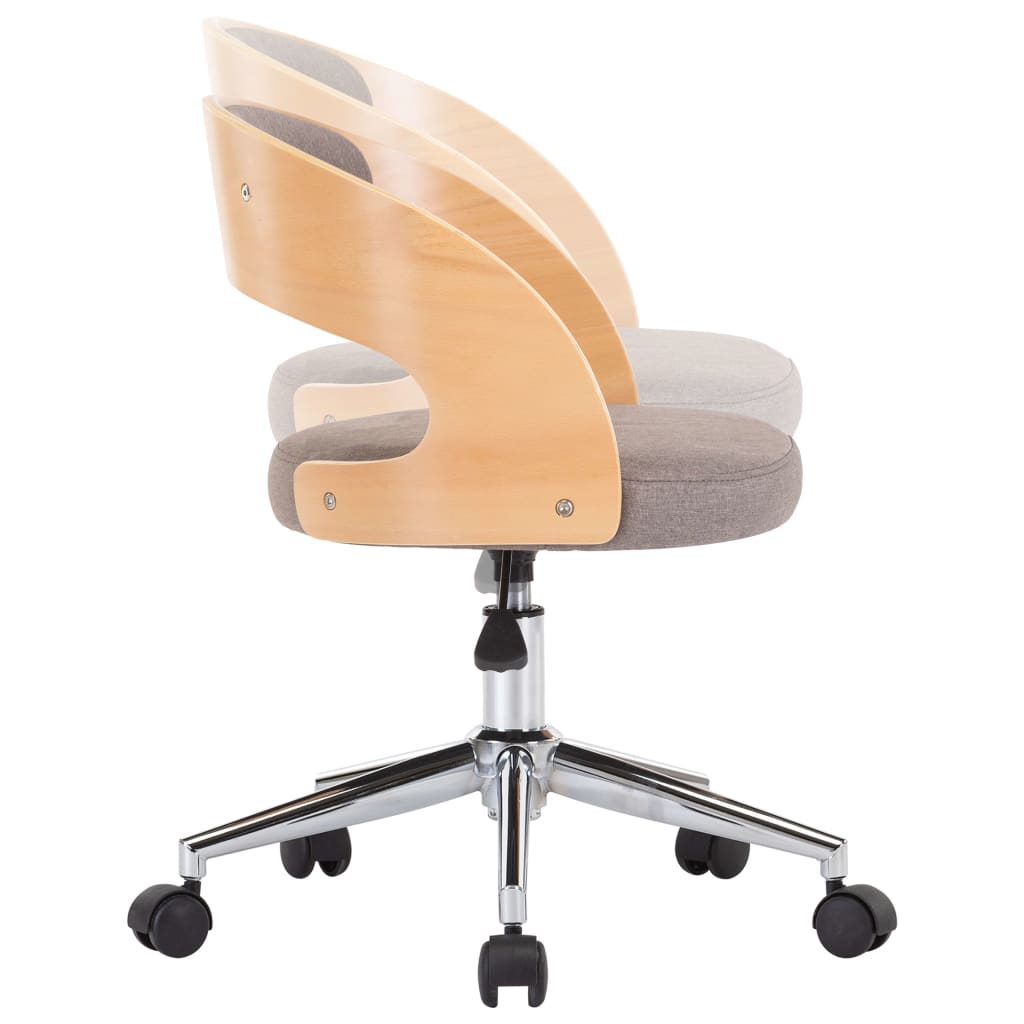 vidaXL Καρέκλες Τραπεζαρίας Περιστρ. 2 τεμ. Taupe Λυγ. Ξύλο/Ύφασμα