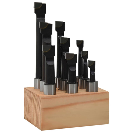 vidaXL Μανέλες Τόρνου 9 τεμ. 12 χιλ. με Ξύλινη Βάση