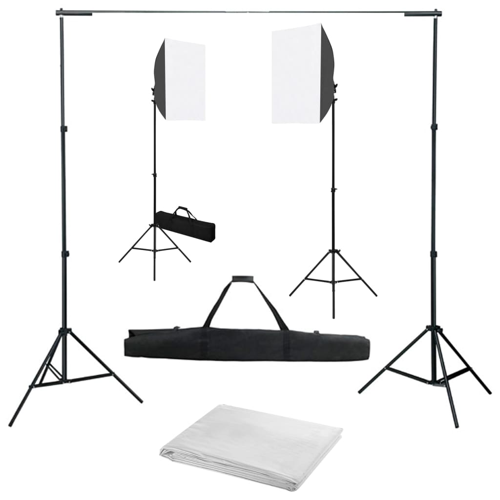 vidaXL Κιτ Φωτισμού Φωτογραφικού Στούντιο με Softbox και Φόντο