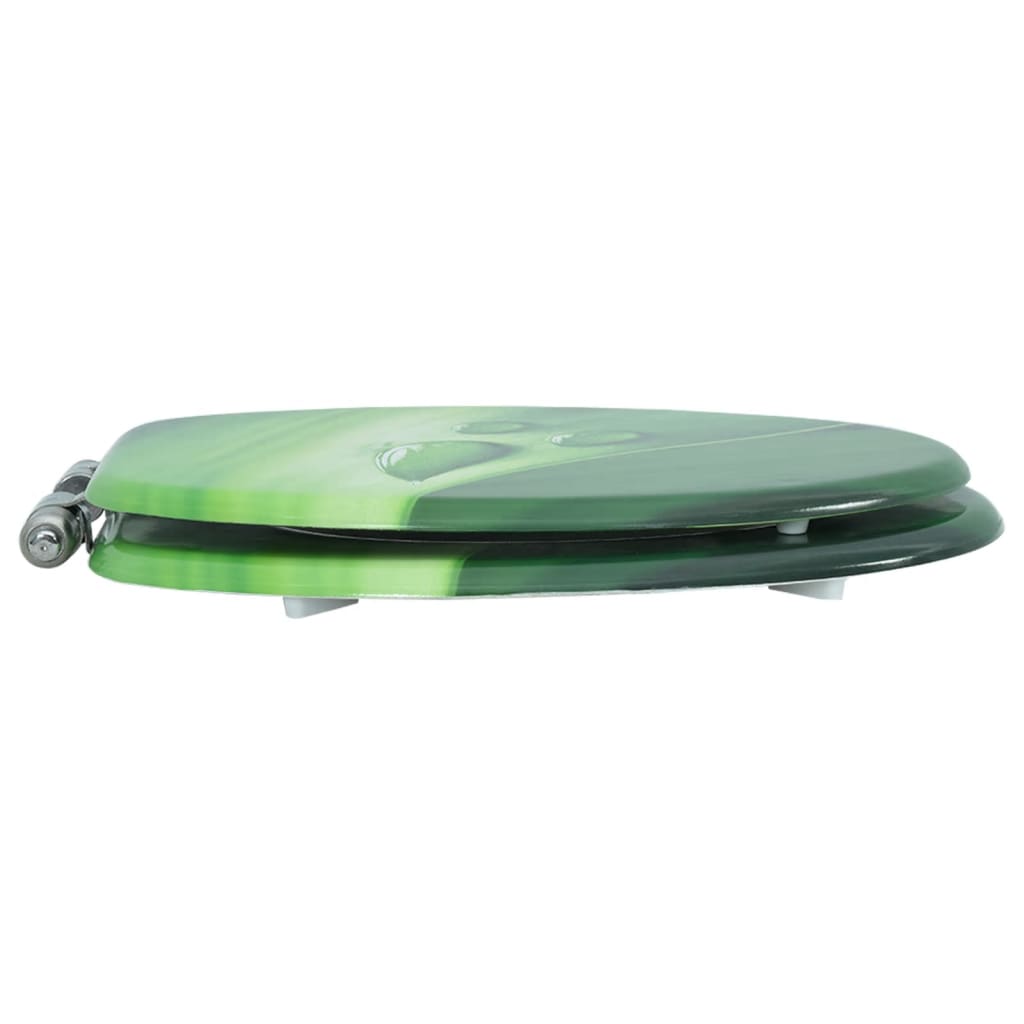 vidaXL Κάλυμμα Λεκάνης Καπάκι Soft Close Σχέδιο Σταγόνες Πράσινο MDF