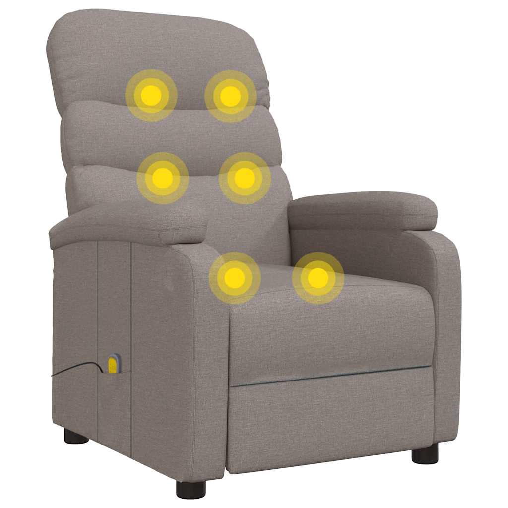 vidaXL Πολυθρόνα Μασάζ Taupe Υφασμάτινη