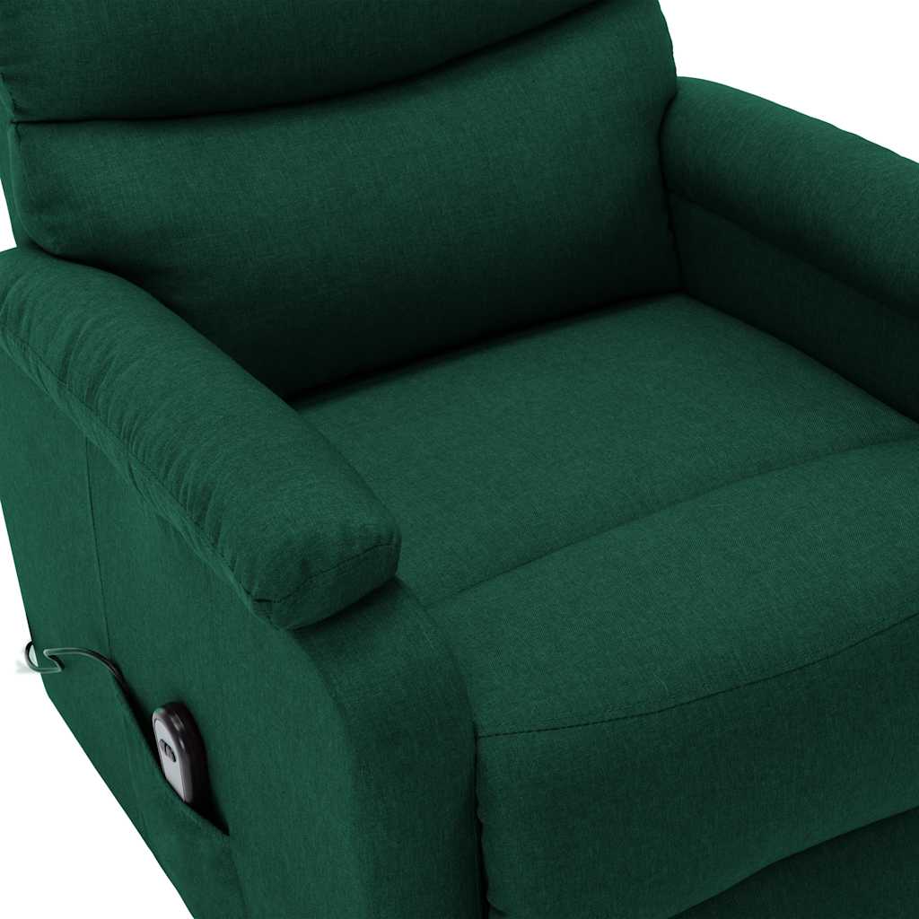 vidaXL Πολυθρόνα με Ανύψωση Σκούρο Πράσινη Υφασμάτινη