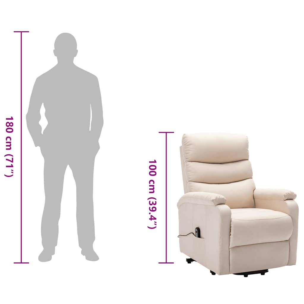 vidaXL Πολυθρόνα με Ανύψωση Κρεμ Υφασμάτινη