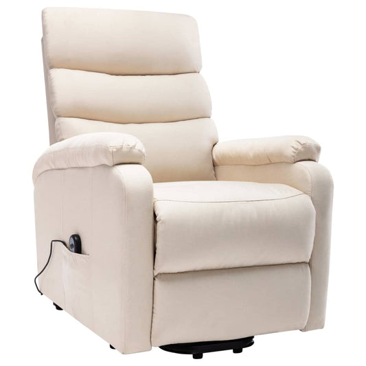 vidaXL Πολυθρόνα Μασάζ με Ανύψωση Κρεμ Υφασμάτινη