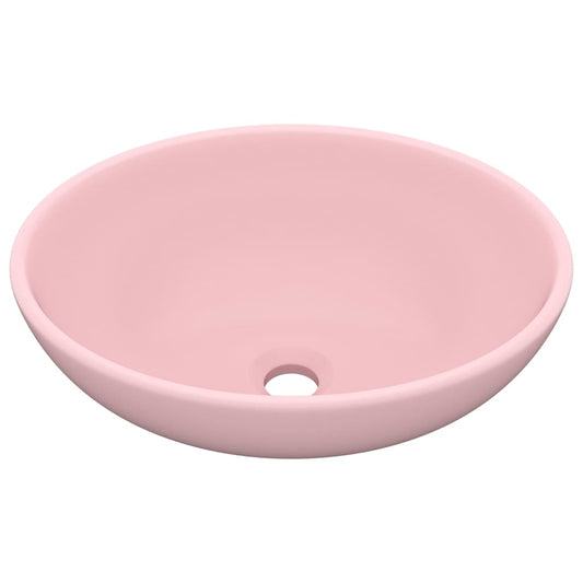 vidaXL Νιπτήρας Πολυτελής Οβάλ Ροζ Ματ 40 x 33 εκ. Κεραμικός