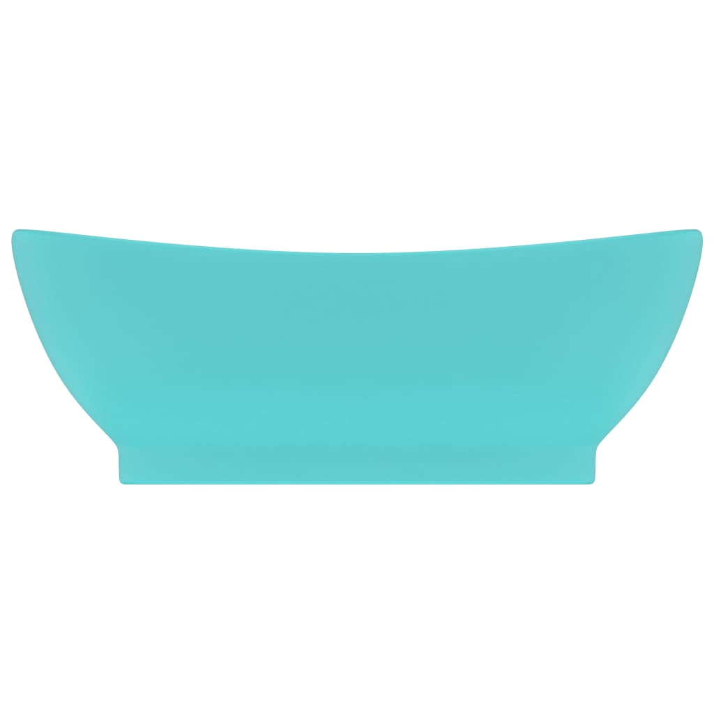 vidaXL Νιπτήρας με Υπερχείλ. Οβάλ Αν. Πράσινο Ματ 58,5x39 εκ Κεραμικός