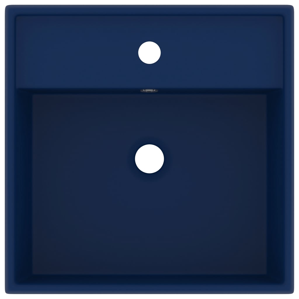 vidaXL Νιπτήρας με Υπερχείλιση Τετράγωνο Σκ Μπλε Ματ 41x41 εκ Κεραμικό
