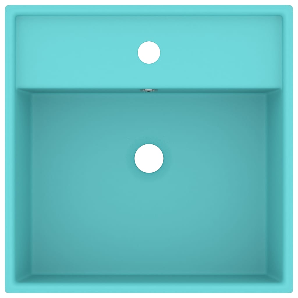 vidaXL Νιπτήρας με Υπερχείλ. Τετράγωνο Αν Πράσινο Ματ 41x41εκ Κεραμικό