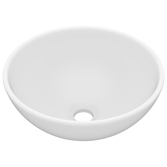 vidaXL Νιπτήρας Πολυτελής Στρογγυλός Λευκό Ματ 32,5x14 εκ. Κεραμικός