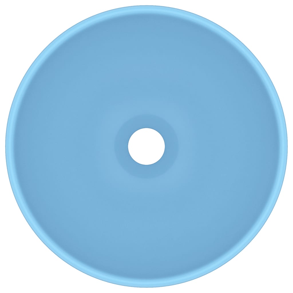 vidaXL Νιπτήρας Πολυτελής Στρογγυλός Γαλάζιο Ματ 32,5x14 εκ. Κεραμικός