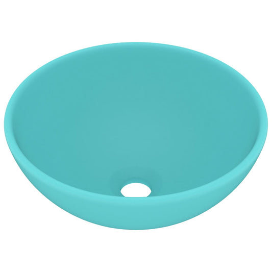 vidaXL Νιπτήρας Πολυτ. Στρογγυλός Αν. Πράσινο Ματ 32,5x14 εκ Κεραμικός