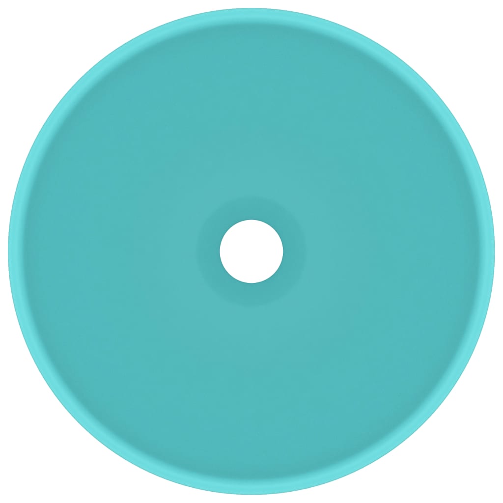 vidaXL Νιπτήρας Πολυτ. Στρογγυλός Αν. Πράσινο Ματ 32,5x14 εκ Κεραμικός