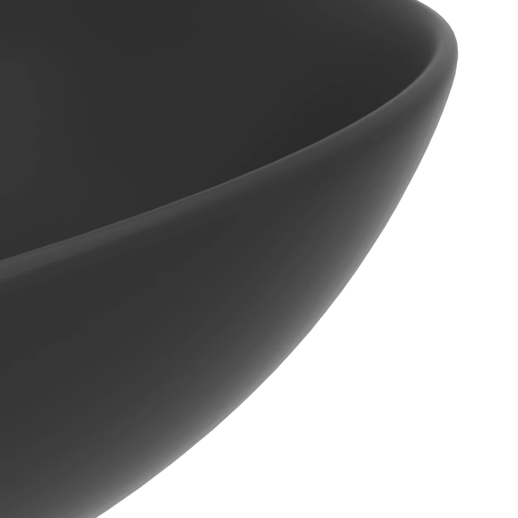 vidaXL Νιπτήρας Μπάνιου Στρογγυλός Σκούρο Γκρι Κεραμικός