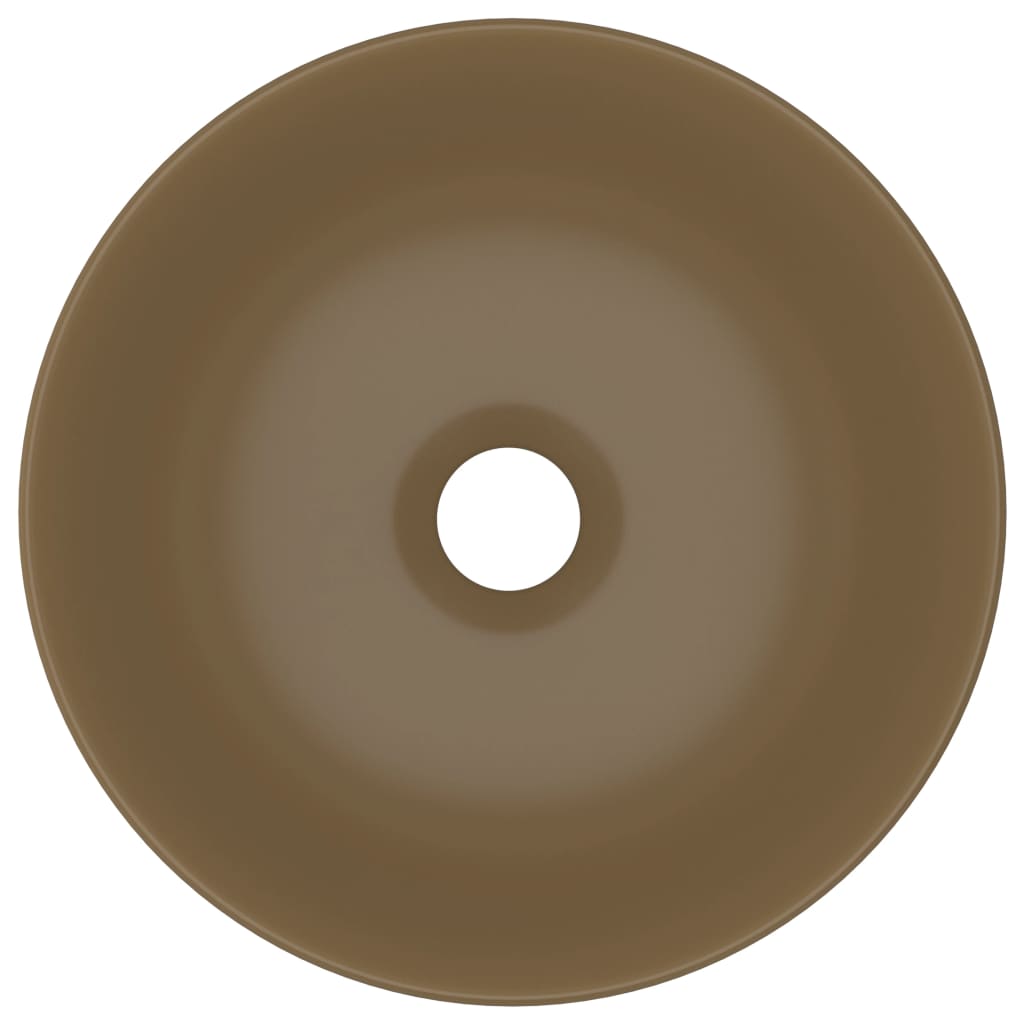 vidaXL Νιπτήρας Μπάνιου Στρογγυλός Κρεμ Ματ Κεραμικός