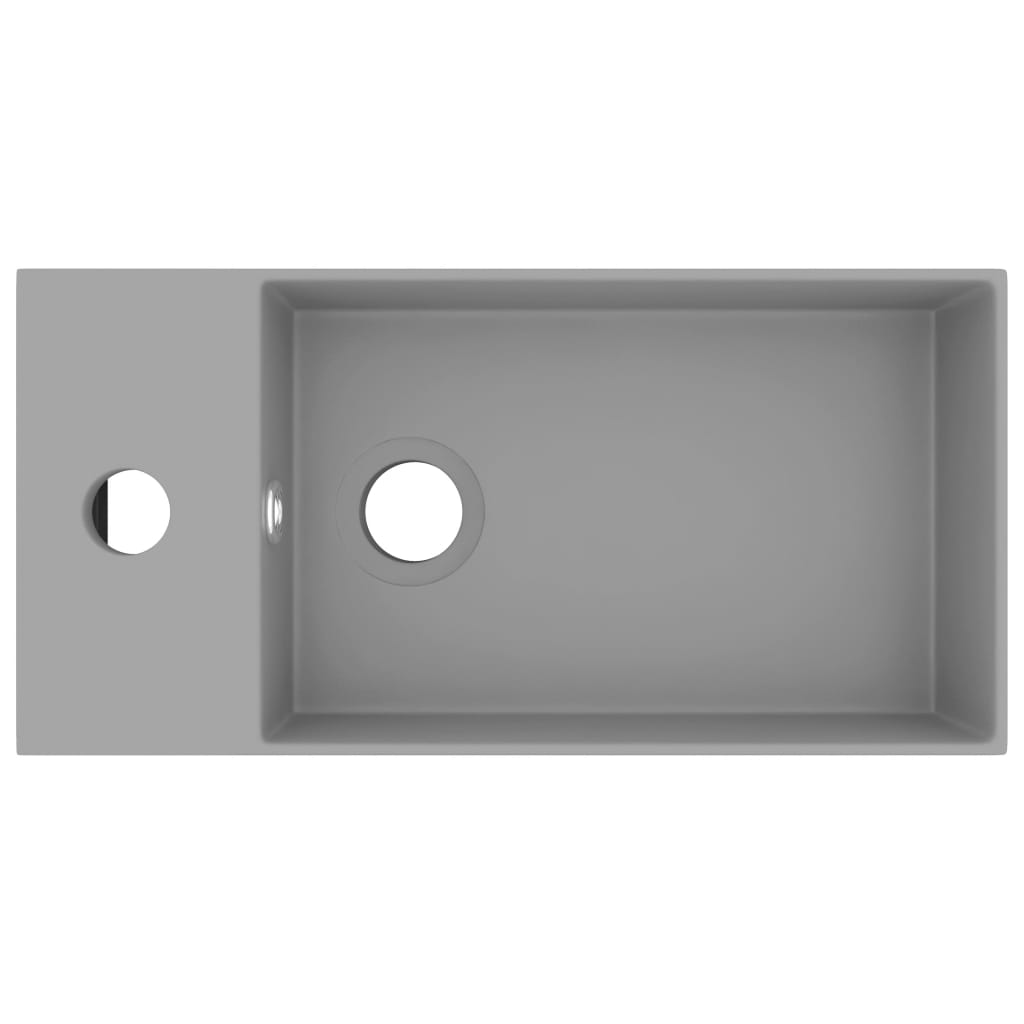 vidaXL Νιπτήρας Μπάνιου με Υπερχείλιση Ανοιχτό Γκρι Κεραμικός