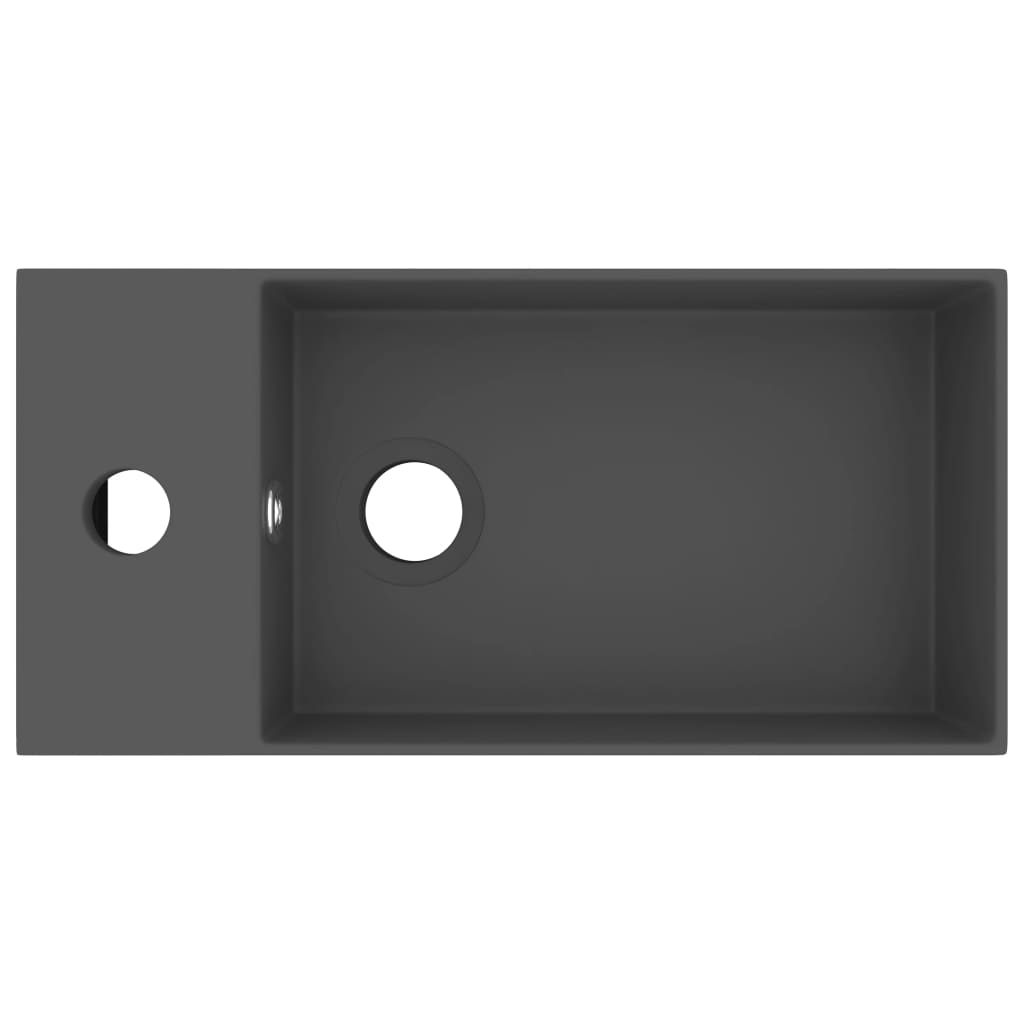 vidaXL Νιπτήρας Μπάνιου με Υπερχείλιση Σκούρο Γκρι Κεραμικός