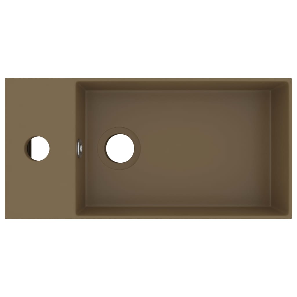 vidaXL Νιπτήρας Μπάνιου με Υπερχείλιση Κρεμ Ματ Κεραμικός