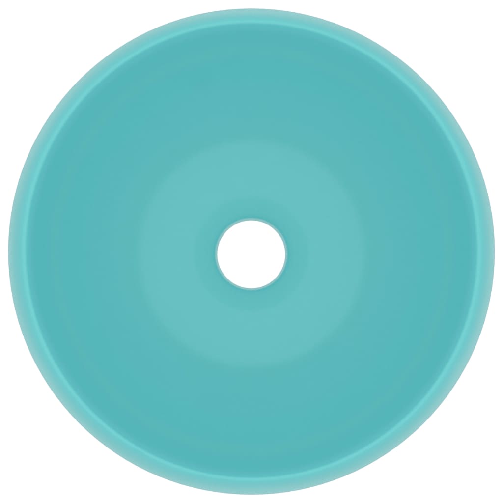 vidaXL Νιπτήρας Πολυτελής Στρογγυλός Αν. Πράσινο Ματ 40x15 εκ Κεραμικό