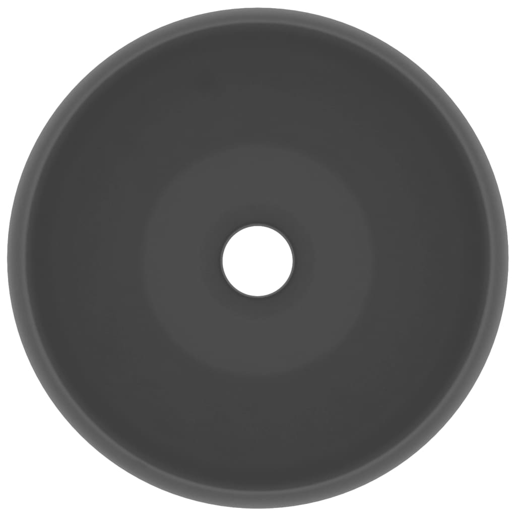 vidaXL Νιπτήρας Πολυτελής Στρογγυλός Σκ. Γκρι Ματ 40x15 εκ. Κεραμικός