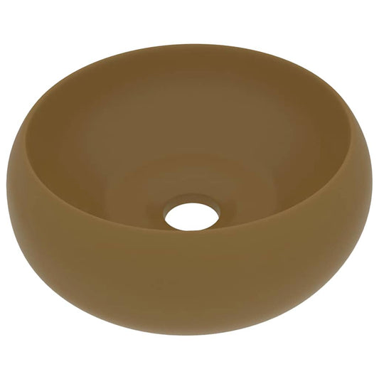 vidaXL Νιπτήρας Πολυτελής Στρογγυλός Κρεμ Ματ 40 x 15 εκ. Κεραμικός