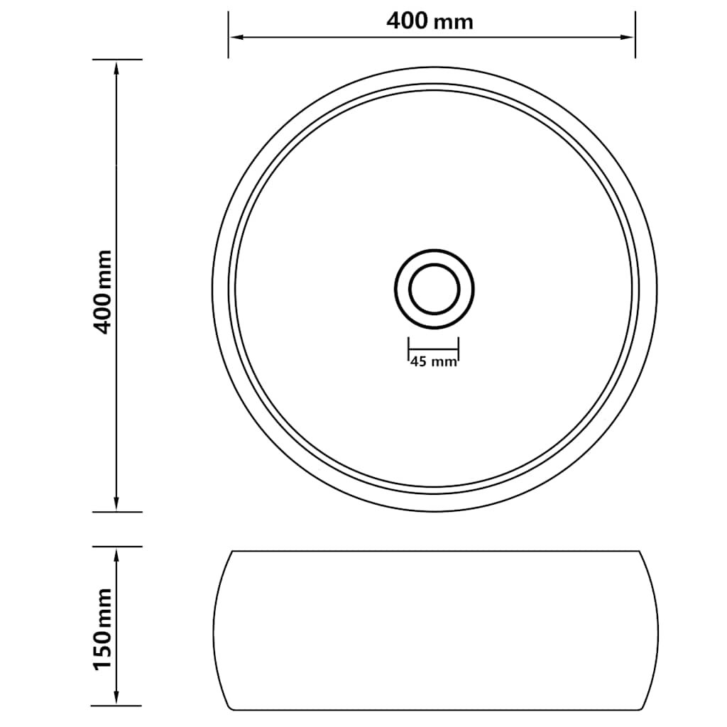 vidaXL Νιπτήρας Πολυτελής Στρογγυλός Κρεμ Ματ 40 x 15 εκ. Κεραμικός