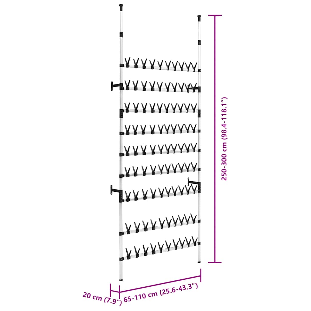 vidaXL Παπουτσοθήκη Τηλεσκοπική με Ράβδους Αλουμινίου