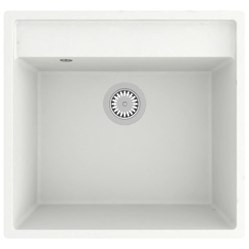 vidaXL Νεροχύτης με Οπή Υπερχείλισης Λευκός Γρανιτένιος