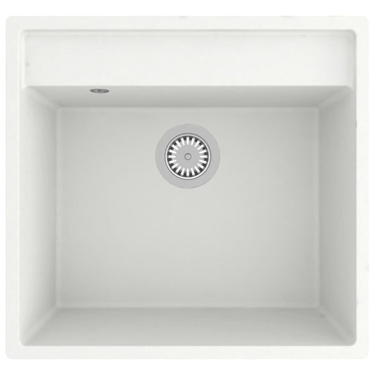 vidaXL Νεροχύτης με Οπή Υπερχείλισης Λευκός Γρανιτένιος