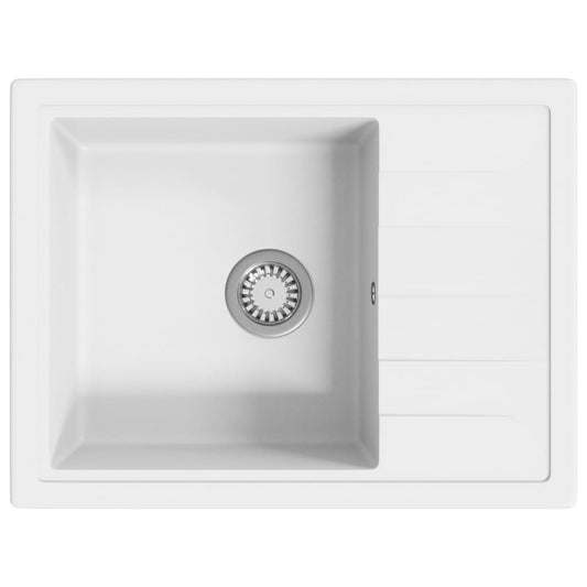 vidaXL Νεροχύτης με Οπή Υπερχείλισης Οβάλ Λευκός Γρανιτένιος