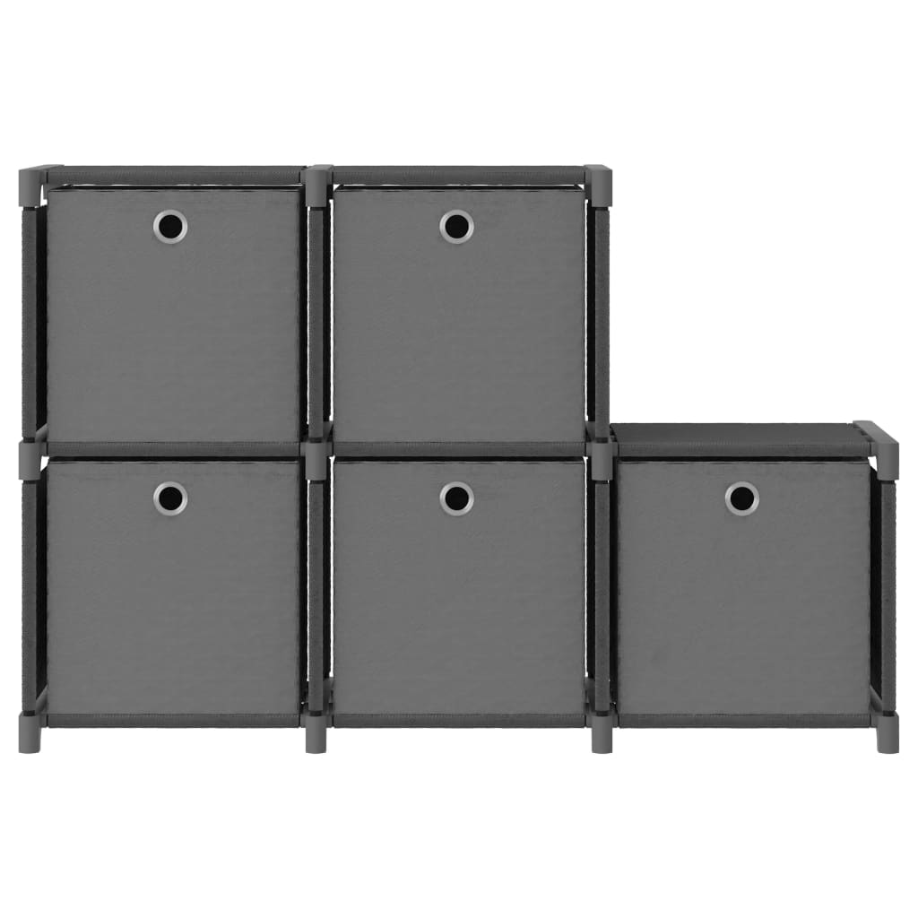 vidaXL Ραφιέρα με 5 Κύβους & Κουτιά Γκρι 103x30x72,5 εκ. Υφασμάτινη