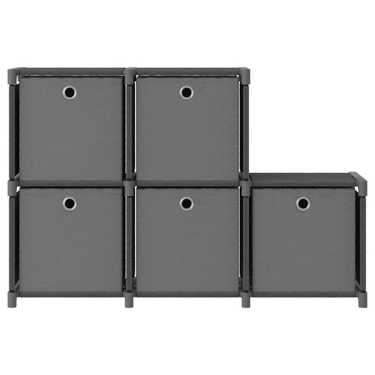 vidaXL Ραφιέρα με 5 Κύβους & Κουτιά Γκρι 103x30x72,5 εκ. Υφασμάτινη