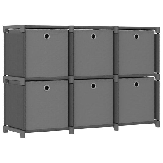 vidaXL Ραφιέρα με 6 Κύβους & Κουτιά Γκρι 103x30x72,5 εκ. Υφασμάτινη