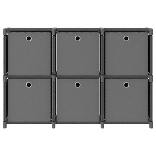 vidaXL Ραφιέρα με 6 Κύβους & Κουτιά Γκρι 103x30x72,5 εκ. Υφασμάτινη