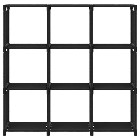 vidaXL Ραφιέρα με 9 Κύβους & Κουτιά Μαύρη 103x30x107,5 εκ. Υφασμάτινη