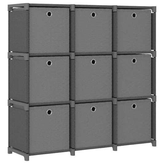 vidaXL Ραφιέρα με 9 Κύβους & Κουτιά Γκρι 103x30x107,5 εκ. Υφασμάτινη