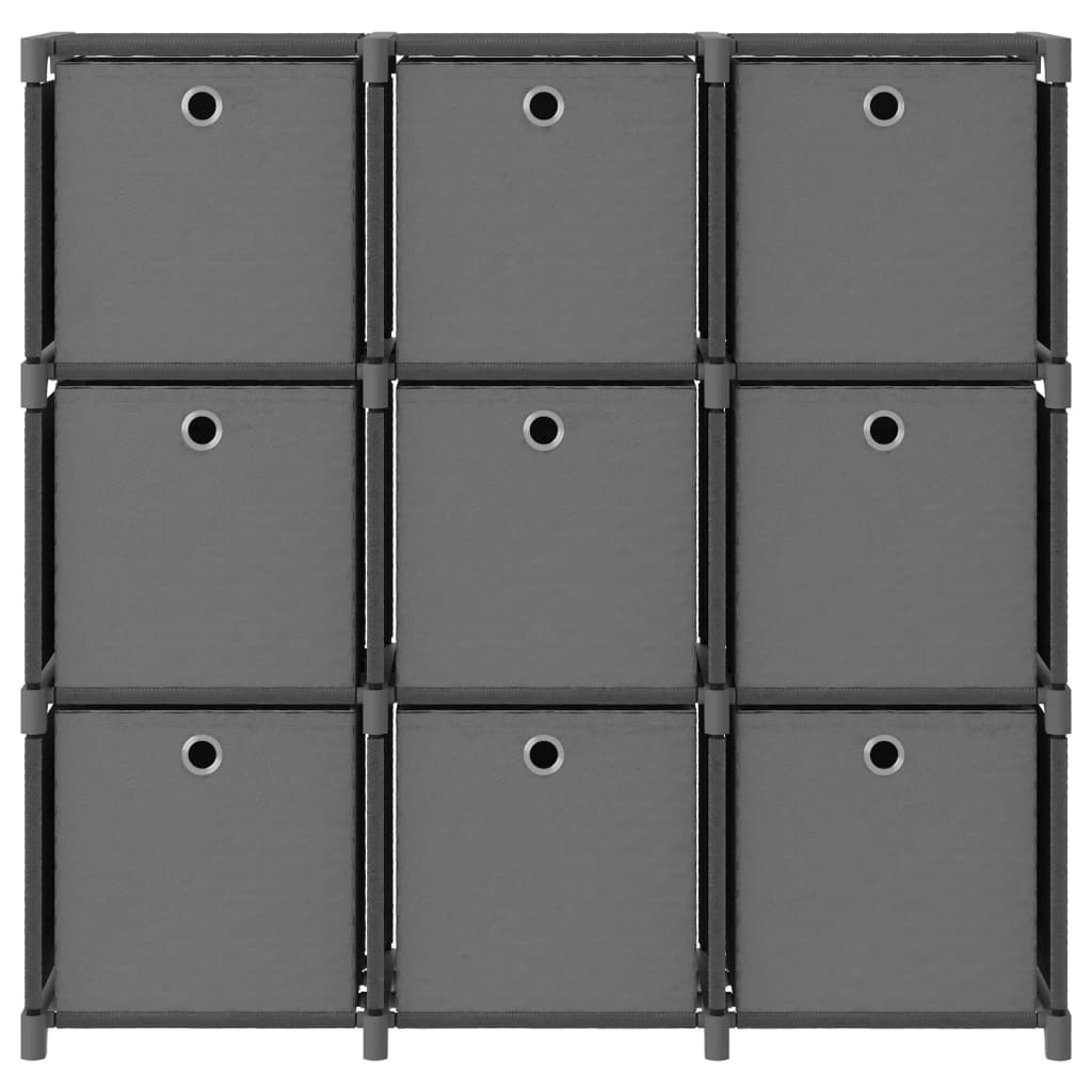 vidaXL Ραφιέρα με 9 Κύβους & Κουτιά Γκρι 103x30x107,5 εκ. Υφασμάτινη