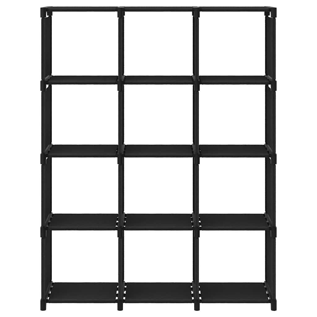 vidaXL Ραφιέρα με 12 Κύβους Μαύρη 103 x 30 x 141 εκ. Υφασμάτινη