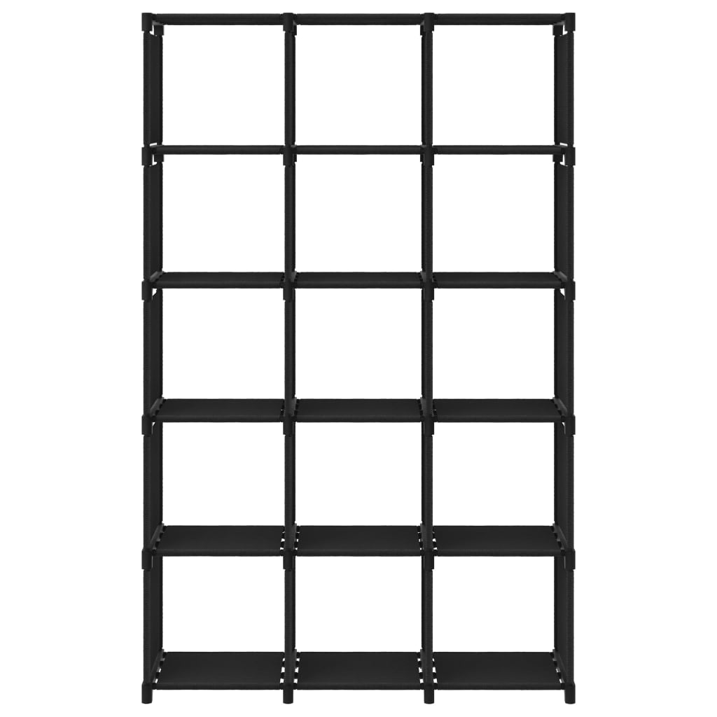 vidaXL Ραφιέρα με 15 Κύβους & Κουτιά Μαύρη 103x30x175,5 εκ. Υφασμάτινη