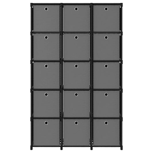 vidaXL Ραφιέρα με 15 Κύβους & Κουτιά Μαύρη 103x30x175,5 εκ. Υφασμάτινη