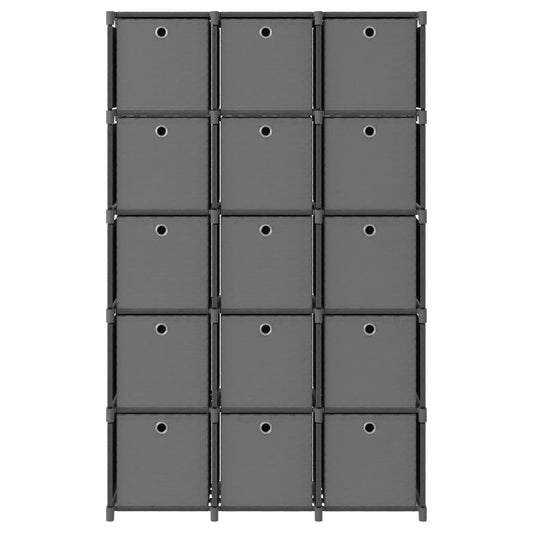 vidaXL Ραφιέρα με 15 Κύβους & Κουτιά Γκρι 103x30x175,5 εκ. Υφασμάτινη