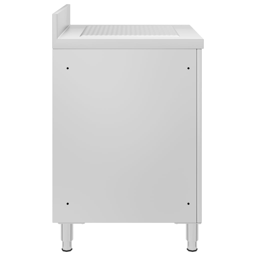 vidaXL Ερμάριο με Επιφάνεια Αποστράγγισης από Ανοξείδωτο Ατσάλι