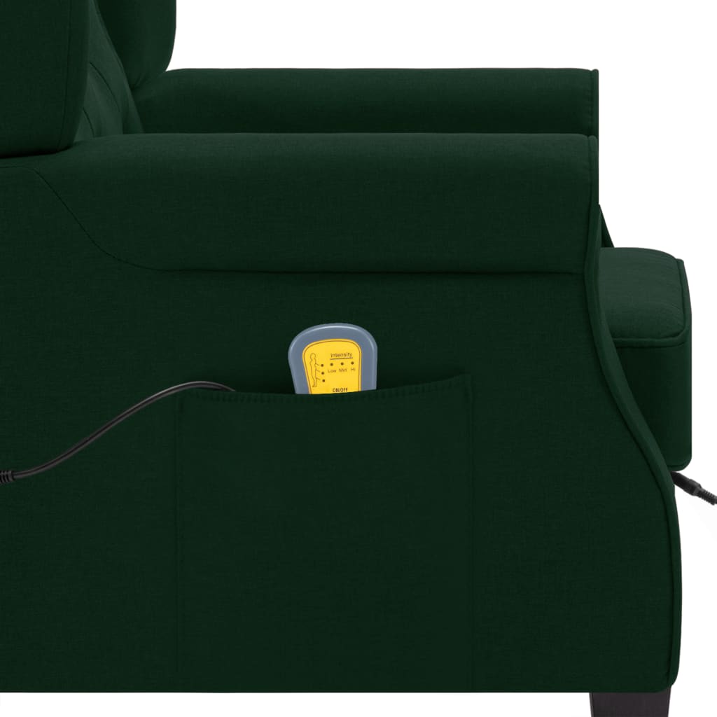 vidaXL Πολυθρόνα Μασάζ Σκούρο Πράσινο Υφασμάτινη με Υποπόδιο