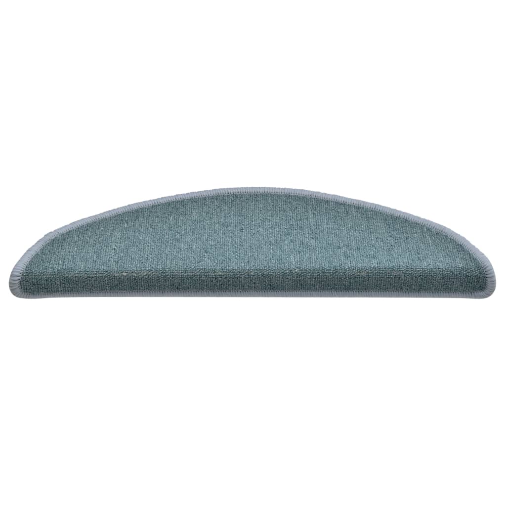 vidaXL Πατάκια Σκαλοπάτια 15 τεμ. 56x17x3 εκ. Θαλασσί Ημίκυκλα