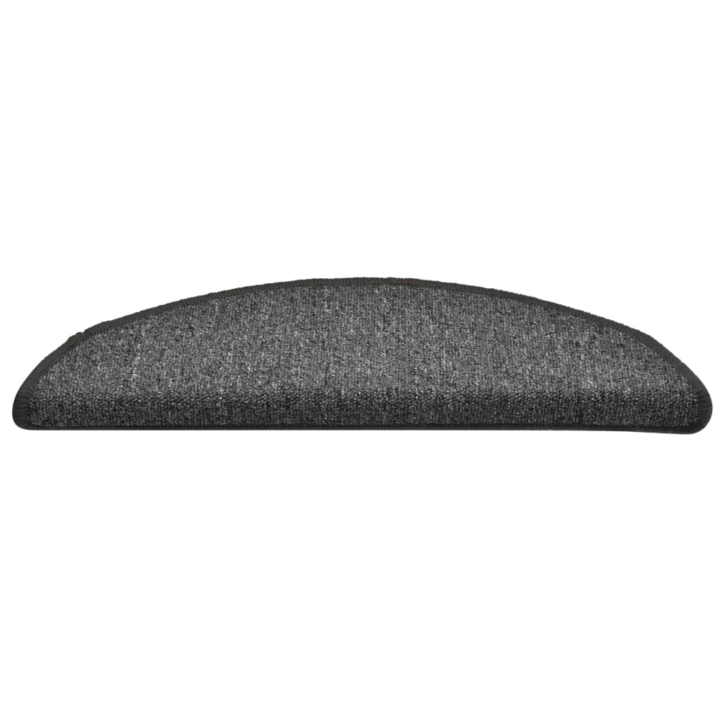 vidaXL Πατάκια Σκαλοπάτια 15 τεμ. Σκούρο Γκρι Ημίστρογγυλά 56x17x3 εκ.